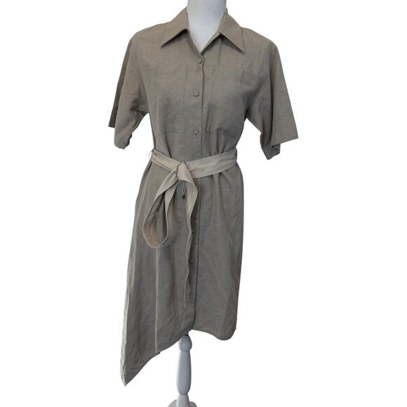 Ports 1961 Linen Blend Button Front Asymmetrical Dress Size 42 - Picture 1 of 13